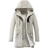 Generic Parka invernale da uomo con cappuccio, impermeabile, lungo, imbottito, antivento, spesso, beige, taglia M