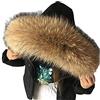Adynice Piumino da donna con collo in vera pelliccia Piumino staccabile con collo in pelliccia di procione cappuccio unisex lungo70CM larghezza18CM