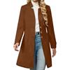 Generisch Cappotto da donna in pelle scamosciata con colletto alto - Elegante cappotto per le mezze stagioni con bottoni asimmetrici | cappotto corto sciancrato per l'autunno, Stil_j03 Marrone, XL