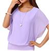 Neineiwu Camicia da donna elegante Batwing Camicetta a maniche corte tunica floreale collo rotondo camicetta, Lilla, M