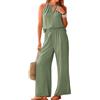 Onsoyours Tuta in Cotone e Lino da Donna Gilet a Senza Maniche + Pantaloni a Gamba Larga Casual Completo Sportivo in Due Pezzi
