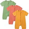 amropi Neonato Bimba Bimbo Pagliaccetto 3 pezzi Pigiama Manica Corta Jumpsuit Cerniera Tutine