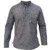 Gheri - Camicia da uomo in canapa e cotone, con lacci, scollo a V, 3XL