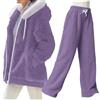 YCBMINGCAN Pigiama da donna invernale soffice, set 2 pezzi con felpa con cappuccio e pantaloni, caldo secondo pezzo in pile effetto teddy, pigiama da donna per il tempo libero a gamba larga, Lilla