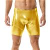 Yufeida, boxer da uomo, in similpelle, effetto bagnato, a mezza lunghezza, pantaloncini, leggings, costume da bagno, Giallo, XL