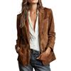 Generic Giacche in pelle scamosciata da donna in finta pelle scamosciata giacca vintage classica blazer cappotto da donna con risvolto button down shacket, Marrone, XL