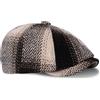 Dalababa Berretto piatto in tweed, 8 pannelli, stile vintage a quadri, Caff