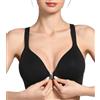 Lemorosy Reggiseno Donna Chiusura Anteriore con Ferretto Scollo V(Nero,6F)