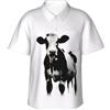 DFEPFKGOKL Camicia hawaiana da uomo alla moda con mucca in bianco e nero stampato a maniche corte abbottonatura da spiaggia camicie estive da uomo con tasca S-3XL
