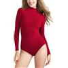 Prime fashions, body da donna con collo dolcevita, a maniche lunghe, elasticizzato, taglie, Rosso, 8-10