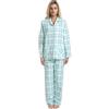 GLOBAL Pigiama Donna Flanella 100% Cotone, Bottoni Coulisse Autunno Inverno | Morbido e caldo, maniche lunghe, tessuto traspirante e delicato sulla pelle, ideale per la casa e relax quotidiano