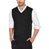COOFANDY Gilet Uomo Maglione Invernale con Scollo a V Smanicato Senza Maniche Pullover Lavorato Maglia Invernale Panciotto Casual Nero M