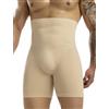 MISS MOLY Shapewear Boxer per uomo - Vita alta - Short di compressione senza cuciture - Intimo contenitivo - Body Shaper - Controllo del ventre - Retrò, beige, S