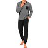 Marvmys Pigiama Uomo Cotone Manica Lunga Pantaloni con Tasche