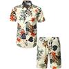 JOGAL - Camicia hawaiana da uomo, casual, motivo floreale, a maniche corte, bianco, XXL