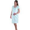 Premamy - Camicia da Notte per Premaman, Modello Estivo in Cotone Jersey, Aperto Davanti per Allattamento, Pre-Post Parto