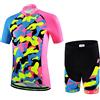 Million Trade Set di Maglia Ciclismo per Bambino (Maglia Bici a manica corta + Pantaloncini con Imbottitura)