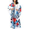 YouKD Estate Floreale Allentato Caftano Boho Spiaggia Bikini Scoprire Vestito Plus Size Robe per Donna, rosso a fiori, Taglia unica