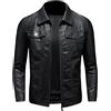 Generic Giacca da motociclista da uomo, giacca in pelle per uomo, vintage in similpelle, giacche casual leggere motociclista