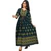 Yanustuti Kurtis - Top a tunica da donna, stile etnico indiano, in cotone rayon, Anarkali Kurta, Verde-1., X-Large