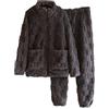 Generic Set da casa da uomo in pile testurizzato, tuta in flanella per uomini e donne, giacca con cerniera con tasche e pantaloni, abbigliamento per la casa in peluche per il comfort invernale, set pigiama