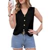 Friptspyg Giacca Maglia Donna Elegante Senza Maniche Scollo V Cardigan Morbido Ufficio Tempo Libero, Nero S