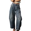 Generico Jeans Donna Vita Alta Lavoro, Jeans Gamba Dritta Estivi Pants Gamba Larga Comodo Casual Pantalone alla Moda Leggeri Pantaloni Denim Wide Leg Curvy Pantalone con Tasche