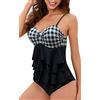NLAND Costume Intero Donna Controllo della Pancia Push Up Regolabile Costumi Interi Vita Alta Volant Halter Monokini da Spiaggia