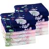 HOULIFE Fazzoletto tessuto - fazzoletti in tessuto da donna, grandi fazzoletti in puro cotone pettinato, motivo floreale, morbido, per matrimonio, uso quotidiano, set di 6/12 pezzi, 45 x 45 cm, fiore