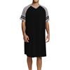 Enjyam Camicia Notte Uomo Pigiami Estivi Maglia Lunga da Notte Maniche Corte per Estate-Nero/XXL