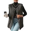 Yutdeng Gilet Lungo da Donna in Pile Invernale Caldo Senza Maniche Sherpa Teddy Vest con Scollo a V Gilet in Pelliccia Tinta Unita Gilets con Bottoni Giacca Leggero Panciotto con Tasche,Nero,M