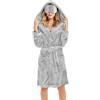 Generico Camicia da Notte in Flanella per Donna con Maschera per Occhi, Cozy Rube Pellicciata e Calda per Inverno con Cappuccio, Fluffy Abbigliamento da Letto(1A-Grey, XXL)