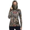 BASSDASH Felpa con cappuccio da donna UPF 50+ mimetica da caccia con ghetta per il collo, traspirante, a maniche lunghe, da pesca, FS03W