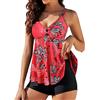 Genfien Tankini Set Donna Boyshort Costume da Bagno Doppi Spallacci | Vita Alta Beachwear,Push Up,Stampa Floreale,Swimwear