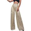 Vagbalena Pantaloni Glitter Oro da Donna Moda a Vita Alta Gamba Larga Paillettes francesi Pantaloni Casual Pantaloni Lunghi da Jogging Larghi a Vita Alta (Albicocca,M)