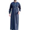Vhersily Veste Musulmana Uomo Caftano Musulmano Vestita Ricamo Islamico Caftano Saudita Arabo Jubba Thobe Mogadiscio Abito da Preghiera con Cerniera Ramadan Taglie Forti Camicie Lunge per Matrimoni