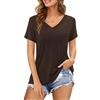 Florboom Camicia Donna Manica Corta Scollo a V Tops Estate Camicetta Casual Camicetta Marrone Camicia S