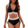 bergxperten vessa italia costume da bagno donna, bikini push up vita media nero | spalline regolabili, tessuto elasticizzato, completamente foderato, scollo a V, adatto da S a 3XL, spiaggia e piscina