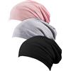SATINIOR 3 Pezzi Foderato Cappello da Sonno di Raso Turbante Dinoccolato Berretto Manata Cappello per Donne (Colore A)