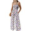 Dokotoo Tuta Donna Estiva Floreale Salopette Elegante Cerimonia Completo Cerimonia Larga Pantaloni Senza Maniche Tailleur Lungo Jumpsuit, viola, M