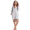 LEVERIE Vestaglia donna in cotone felpato autunno/inverno, Mod. 1 grigio chiaro, 3XL