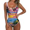 Yunshenla Costumi Interi Costume Intero Boho con Stampa Floreale Tropicale Scollatura A V Profonda Schiena Scoperta Swimwear Pancia Piatta