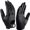 GSG SINCE 1998 Guanti Pelle Uomo - Senza Fodera & Traspiranti con Ulteriore Ventilazione, Guanti da Guida Touchscreen in Pelle di Pecora per Auto & Moto Nero XL