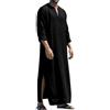 LVCBL Caftano da uomo a maniche lunghe, caftano, lungo, con tasche, universale, M-3XL, Nero , XXL