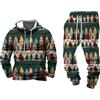 Générique Set Termica Foderato In Pile da Uomo Set Pigiama Caldo Peluche Di Natale Felpe E Pantaloni Stampati Di Natale Ugly Abbigliamento Indoor per Autunno E Inverno