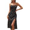 LKRSEEF Vestiti Estivi Donna Vestito Elegante Abito Estivo Lungo Cerimonia Dress Prendisole Mare Spiaggia Leggero A Pois Smanicato Nero Fiori XL