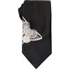 Remo Sartori - Cravatta Donna Tinta unita con Farfalla a Rilievo, Larghezza cm 8, Made in Italy (Nero)