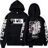 Sybnwnwm Felpa con cappuccio Attack on Titan Levi Ackerman Pullover Wings of Freedom stampa 3D a maniche lunghe con cappuccio felpe con cappuccio, Nero A, XXS