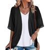 Gosunny Top estivi da donna per spiaggia Kimono Boho Bikini Cover Up oversize con stampa floreale cardigan, Tinta unita: nero., XL