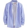 Generisch Camicia da uomo a maniche lunghe, in cotone a righe, per il tempo libero, estiva, vestibilità normale, con bottoni, con risvolto, elegante, hawai, Azzurro, 3XL
